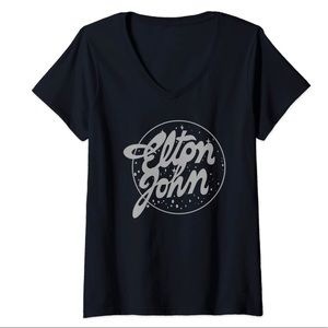 Elton John ladies v neck black shirt